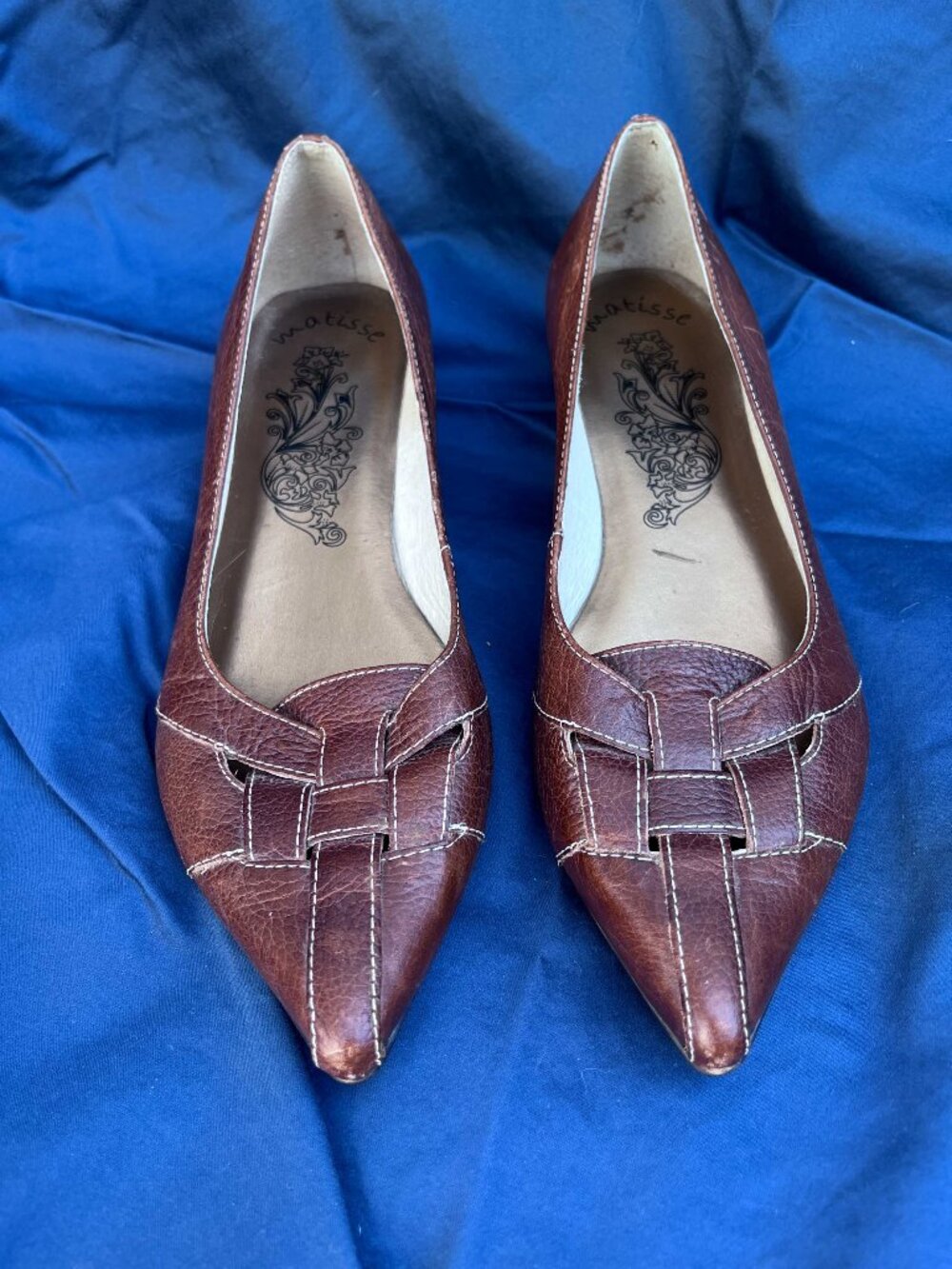 Matisse Brown Woven Kitten Heel, Size 9.5
